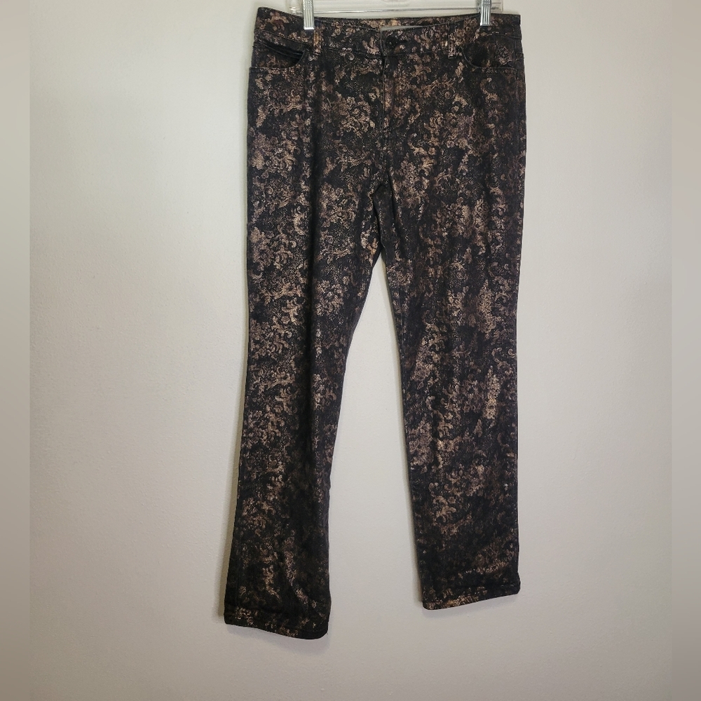 Chicos size 2 regular black/gold jeans